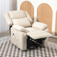 Fauteuil inclinable moderne en cuir avec fonction massage et levage, fonction repose-tout plat et cadre en bois extensible pour salon