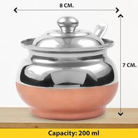 Pot de ghee en acier inoxydable enduit de cuivre de haute qualité avec cuillère conteneur de ghee