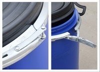 Tambour bleu écologique de 55 gallons avec poignée en plastique 200L impression par transfert de chaleur seau de stockage de produits chimiques OEM personnalisé