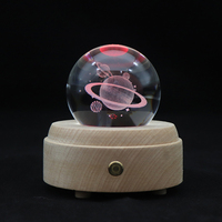 Nouveauté 3D Planète De Chevet LED Lampe De Table En Cristal APP Contrôle Couleur Changeante Lumière De Nuit En Cristal Avec de La Musique