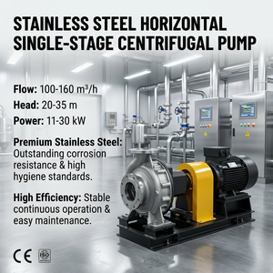 Pompe centrifuge en acier inoxydable résistant à la corrosion |   Pompe à eau horizontale 11-30 kW |   Pompe chimique sanitaire monophasée - Product Image 2