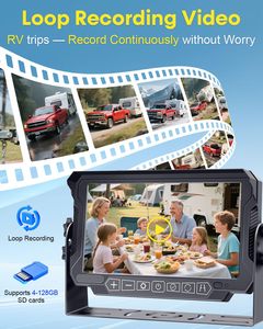 Caméra de recul solaire sans fil magnétique double 1080P vision nocturne avec moniteur 7 pouces antichoc installation facile Plug and Play pour camping-car et <span class=keywords><strong>remorque</strong></span> - Product Image 3