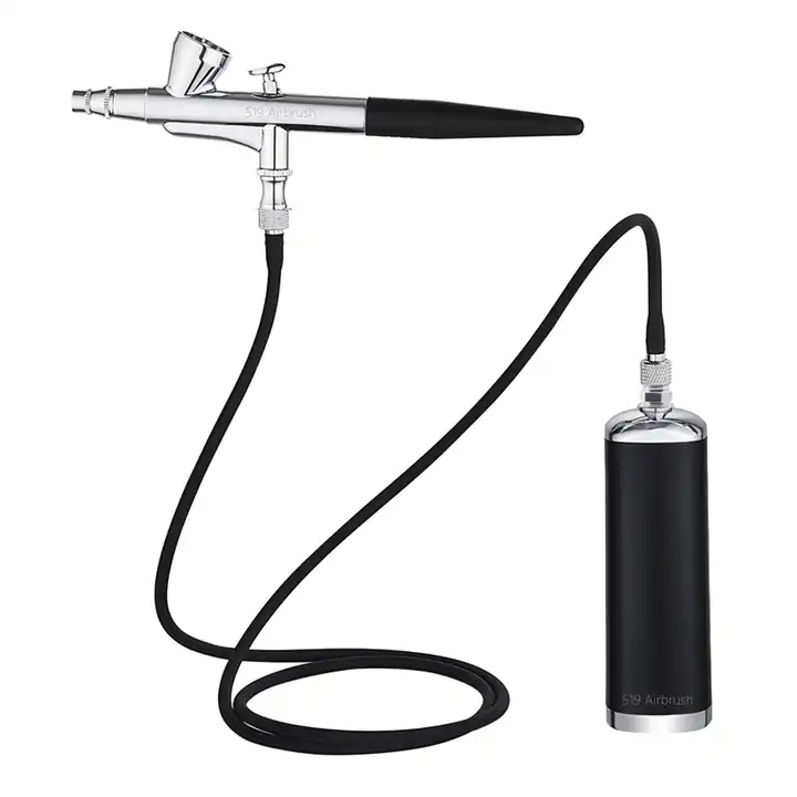Adjustable pressure cordless airbrush kit with battery powered compressor