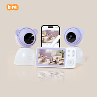Caméra de surveillance pour bébé à double caméra 5 pouces 3MP Wifi avec détection de pleurs, surveillance de la température et de l'humidité