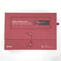 Boîte cadeau rigide en carton ondulé écologique bordeaux personnalisée avec fermeture à cordon pour échantillons de dégustation de cosmétiques et de Baijiu