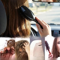 Brosse démêlante personnalisée avec logo pour cheveux bouclés fins, anti-frisottis, à poils de sanglier et nylon, pour femmes