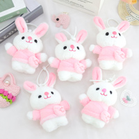 Nouvelle poupée animale en peluche de coton mignonne et douce, décoration de sac, petit lapin rose, porte-clés, pendentif de sac à dos en fourrure