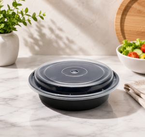 Recipientes redondos de plástico para microondas con tapas, recipientes desechables de PP para comida para llevar, paquete al por mayor. - Product Image 1