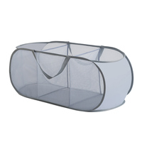 Panier à linge pliable en maille, 3 sections, pour tri des vêtements sales, bac de rangement pliable