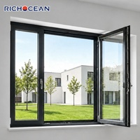 Ventana Abatible de Aluminio Insonorizada Personalizada de Fábrica RICHOCEAN, Vidrio Templado con Aislamiento Térmico, Ventanas de Toldo para Dormitorio