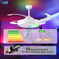 Ventilateur de plafond LED moderne avec lumière, télécommande musicale, moteur DC 42 pouces, 6 vitesses, idéal pour salon et chambre à coucher, directement de l'usine