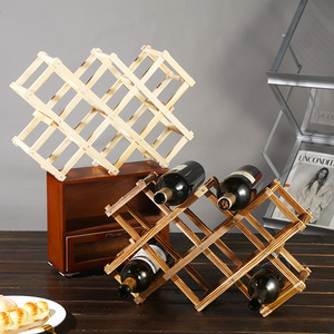 Porte-vin pliable en bois, design rectangulaire moderne, style simple, rangement de bureau pour usage domestique - Product Image 1