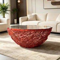 Table basse de luxe haut de gamme en résine époxy transparente, style moderne et minimaliste, pour salon ; Design tendance pour gîtes/hôtels
