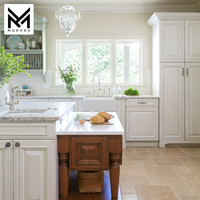 Guangzhou armoires de cuisine modulaires en bois massif meubles en bois Double couleur laque classique en bois massif armoires de cuisine Design