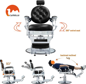 Sillón de Barbería Profesional de Lujo, Reclinable, con Respaldo Redondo, para Peluquería y Belleza - Product Image 3