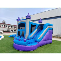 Château gonflable commercial d'extérieur pour enfants avec toboggan intégré et aire de jeux