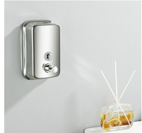 Distributeur de savon liquide en acier inoxydable 304, montage mural, chromé, 800 ml, distributeur de savon manuel pour hôpital, hôtel