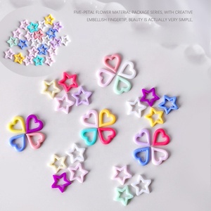100Pcs Hollow Ngôi Sao Năm Cánh Trái Tim Móng Tay Nghệ Thuật Charms Nhựa Kẹo Màu Sắc 3D Kawaii Sao Thạch Nhựa Móng Tay Charms - Product Image 3