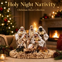 Crèche en résine artisanale, figurines de Noël décoratives et de collection, ensemble de crèche 8 pièces blanc et or avec les Sages-Mages