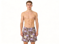 Short de bain pour hommes avec imprimé poisson, patchwork contrastant, taille élastique, séchage rapide, vêtements de plage