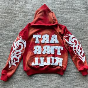 Conjunto de Sudadera con Capucha y Pantalones Deportivos de Alta Calidad, Personalizados con Logotipo, Lavado Ácido, Desteñido por el Sol, Estilo Desgastado, Bordado - Product Image 2