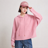 Haut à capuche plissé pour femme avec cordon de serrage, manches chauve-souris, plissé horizontal, sweat-shirt élégant, mode minimaliste, chemisier décontracté ample