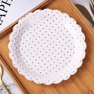 Serviettes modernes dorées à pois, assiettes en papier jetables blanches imprimées pour fête de Pâques, étoiles brillantes estampées à chaud, biodégradables - Product Image 5