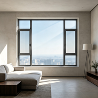 Fenêtre à battant moderne en alliage d'aluminium insonorisée à rupture de pont thermique, double vitrage trempé certifié Energy Star pour chambre et cuisine