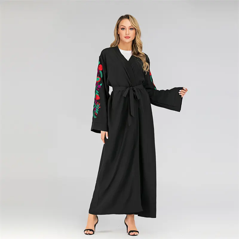 Baju gamis Turki lengan panjang bordir Kimono Fashion rumbai Muslim Baju pakaian Abaya Jubah Muslim baru diluncurkan