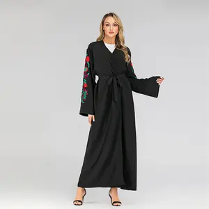 New Launched Hijab Ropa Islamica Fashion Kimono Embroider Long Sleeve Turkish Robe Dress Clothing Abaya Baju Muslim Jubah
