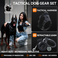 Ensemble laisse et harnais pour grands chiens, rétractable 5m, LED réfléchissant, gilet tactique anti-traction, vente en gros