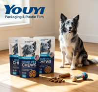 YOUYI Sachet Doypack Personnalisé de Qualité Alimentaire pour 1 kg de Nourriture pour Chat avec Feuille d'Aluminium Haute Qualité et Fermeture Zip Refermable