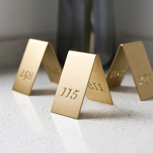 MAXERY personalizzabile <span class=keywords><strong>Font</strong></span> Table firma targa QR Code ordinando segnaletica Premium finitura personalizzata in ottone massiccio - Product Image 5