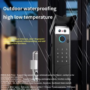 Serrure Intelligente 3D à Reconnaissance Faciale pour Porte d'Entrée, Étanche IP67, Déverrouillage à Distance sans Clé, par Empreinte Digitale et Mot <span class=keywords><strong>de</strong></span> <span class=keywords><strong>Passe</strong></span>, Compatible Cloud et Bois - Product Image 3