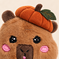 Nouvel Arrivage Personnalisé : Peluche Capybara avec Chapeau Citrouille, Thème Récolte d'Automne et Thanksgiving, en Polyester Doux et Résistant, pour Décoration de Table