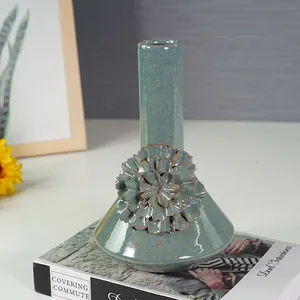 高級家の装飾カスタム磁器グリーン施釉花瓶インテリアアクセサリーセラミック花瓶家の装飾用