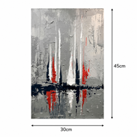 Peinture à l'huile abstraite peinte à la main, 30x45cm, toile de coton et de lin, sans cadre, rouge, blanc, bleu marine, gris, décoration murale pour la maison