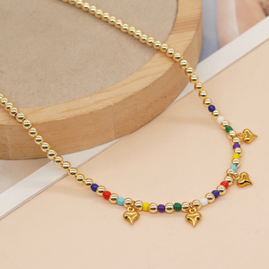 Go2boho colliers Boho colorés pour femmes, pendentif à breloques en forme de cœur plaqué or, bijoux de mode, nouvelle collection été