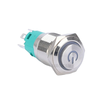 Interrupteur à bouton-poussoir momentané à tête haute en métal éclairé par LED de 19 mm, étanche IP65/IP67, 12V-250VAC 1NO1NC