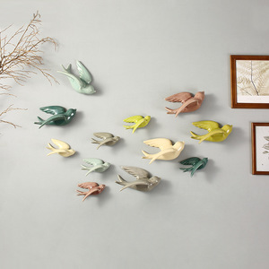 Art Deco stile in ceramica ornamento uccello volante uccello sfondo animale appeso alla parete per la decorazione della stanza accessori - Product Image 3