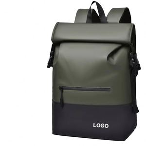 Mochila de Viaje para Hombre, Personalizada, Impermeable, de Cuero PU, con Cierre Enrollable, para Negocios, Estudiantes Universitarios, para Portátil - Product Image 1