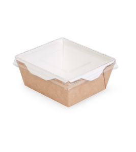 Contenedor Versátil para Alimentos OSQ OPSALAD 350 de Papel Kraft Blanco para Llevar, con Tapa Transparente y Logotipo Personalizado - Product Image 3