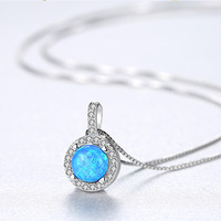 Collier en argent sterling S925 classique de luxe avec opale, cadeaux pour femmes, collier avec pendentif chaîne ronde