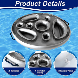 Portavasos Flotante Ovalado Inflable de PVC, Portavasos Flotante de Gran Capacidad para <span class=keywords><strong>Bar</strong></span> en la Piscina, Playa <span class=keywords><strong>y</strong></span> Fiestas - Product Image 2