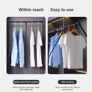 Robuste chambre levage métal organisateur placard tige réglable pour support en alliage d'aluminium vêtements Rail garde-robe tirer vers le bas cintre - Product Image 6