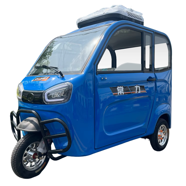 Fully Enclosed Mini Passenger Electric Tricycle 2 Doors with Three Seats Can Be Added Solar Energy Tuk Tuk