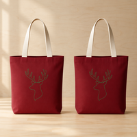 Sac en toile graphique de Noël en coton épais pour l'hiver, vente en gros, stock important et personnalisation rapide pour articles divers