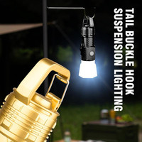 Lampe torche LED portable haute puissance pour le camping, avec luminosité solaire réglable par USB, corps en ABS, outil de survie