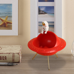 Ornement de rangement Astronaut en forme de cœur, boîte à bonbons rouge et or, porte-clés, boîte de rangement décorative pour salon, résines synthétiques - Product Image 2