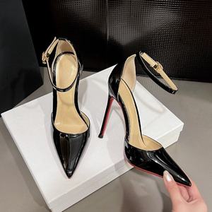 Chaussures en cuir à talons hauts pour femmes, mocassins avec ceintures, bout pointu, talons hauts sexy pour boîte de nuit, sans lacets - Product Image 2